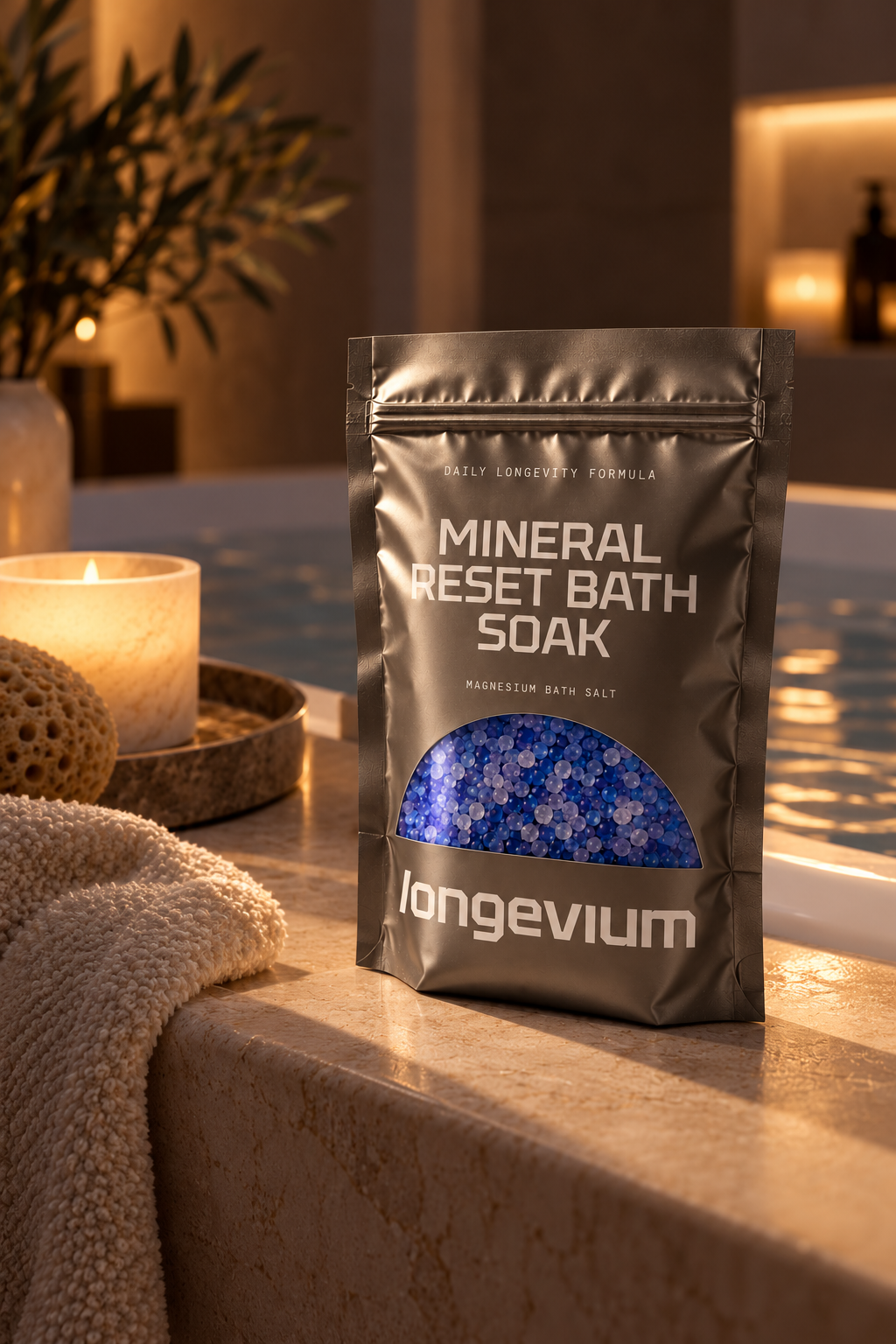 Mineral Reset Bath Soak in a bath setting